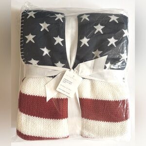 *** POTTERY BARN AMERICANA CABLE KNIT  THROW BLANKET BNWT SOLD OUT ***